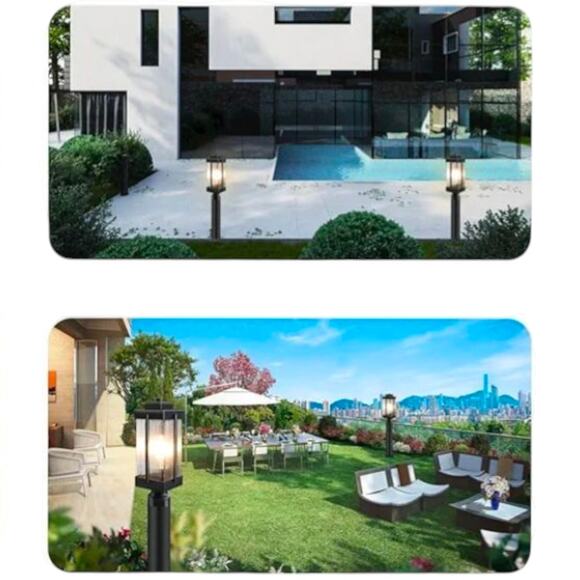 MONKFISH Outdoor Post Light Weather Resistant Garden Path Patio Lamp E26 Bulb - Picture 7 of 8